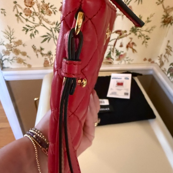 Versace Quilted Red Leather Clutch - Picture 2 of 9